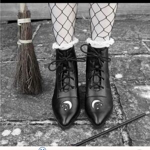 Yru aura whimsigoth whimsical witchy goth celestial lunar Black Ankle Booties